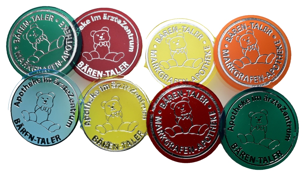  Bayern, A; Bärentaler, Kunststoffmarken; Menzel - (8 Stück)   
