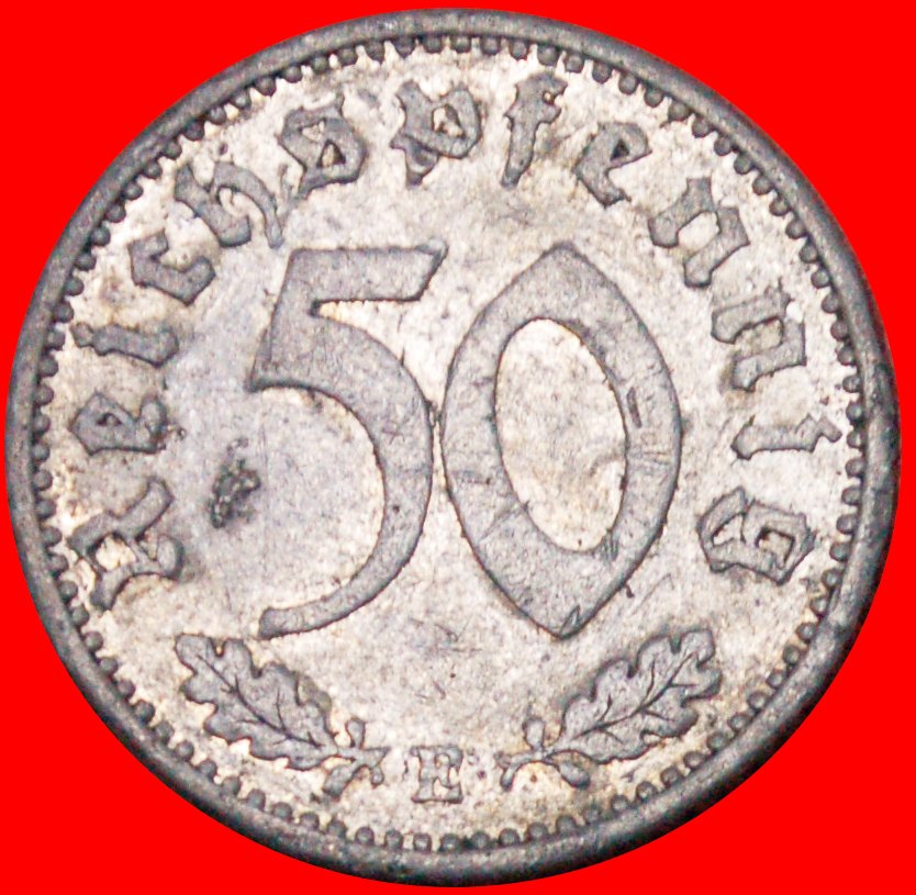  Ⰺ SWASTIKA: GERMANY★ 50 REICHSPFENNIGS 1939E SAXONY! THIRD REICH (1933–1945)★LOW START ★ NO RESERVE!   