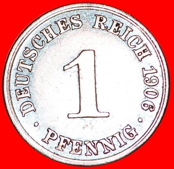 Ⰺ EAGLE (1890-1916): GERMANY★1 PFENNIG 1906A PRUSSIA! WILLIAM II (1888-1918)★LOW START ★ NO RESERVE!