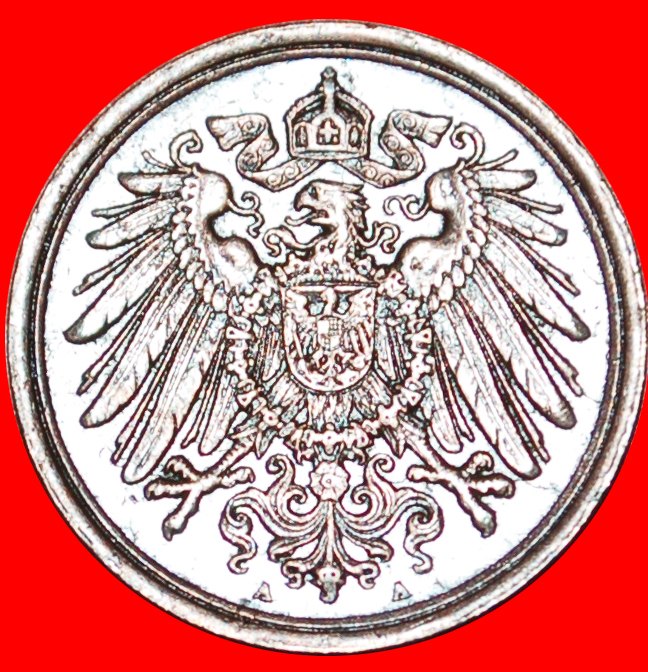  Ⰺ EAGLE (1890-1916): GERMANY★1 PFENNIG 1906A PRUSSIA! WILLIAM II (1888-1918)★LOW START ★ NO RESERVE!   