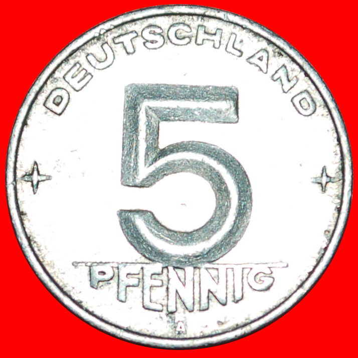  Ⰺ HAMMER AND COMPASS: COMMUNIST GERMANY ★ 5 PFENNIG 1952A!★LOW START ★ NO RESERVE!   