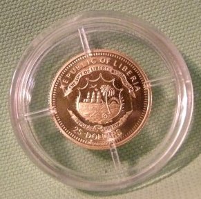  Liberia 25 Dollar 2008, Au 999, 1,24 g fein   