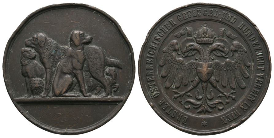 Wien Ersten Österreichischen Geflügel- und Hundezuchtverein, Bronzemedaille; 53,34 g; Ø 50 mm   