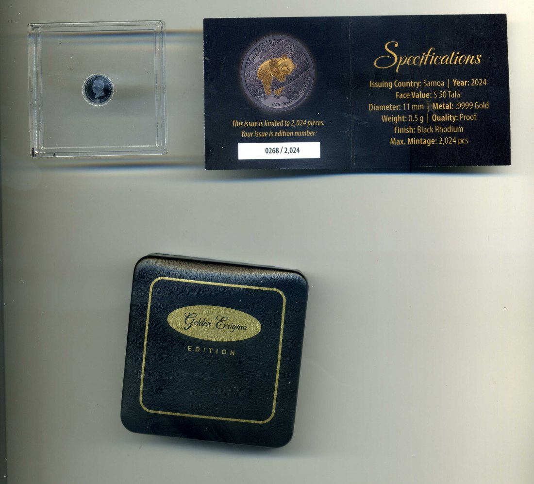 Samoa 50 Tala 2024 Golden Engima Panda 0,5 Gramm Feingold