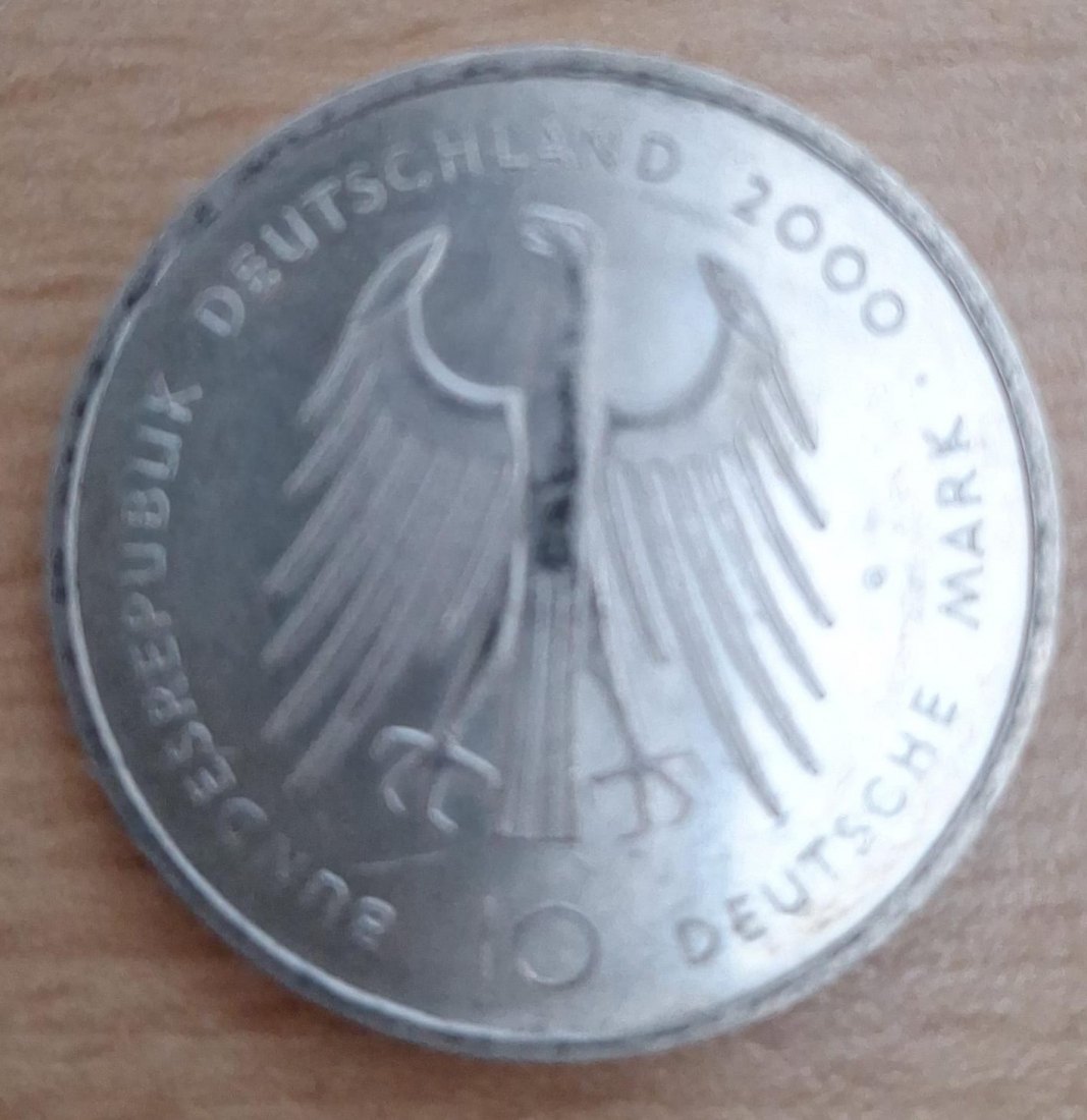  10 DM Silber, 14,34 g fein, Jahr 2000, Kaiser Karl der Große Dom zu Aachen   