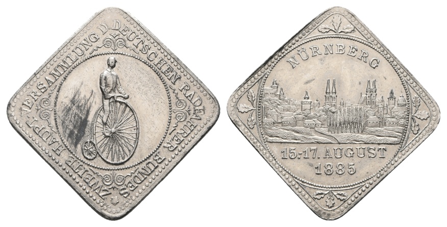  Nürnberg, Medaille/Plakette 1885; CuNi, 8,42 g; 27,8x27,8 mm   