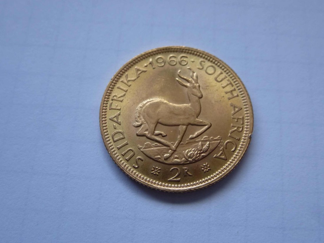  2 Rand Gold Südafrika 1966,Prägefrisch!   