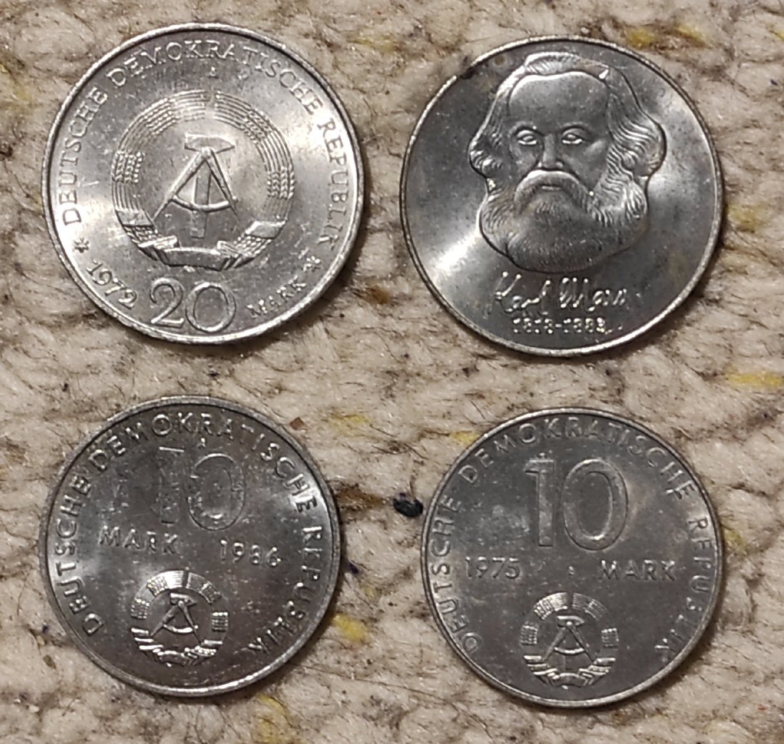  d013: DDR Münzlot mit 4 verschiedenen Münzen   