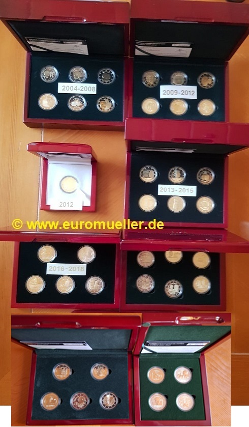 Luxemburg Komplettsammlung 39x 2 Euro Gedenkmünzen 2004-2025 ...PP in Boxen   