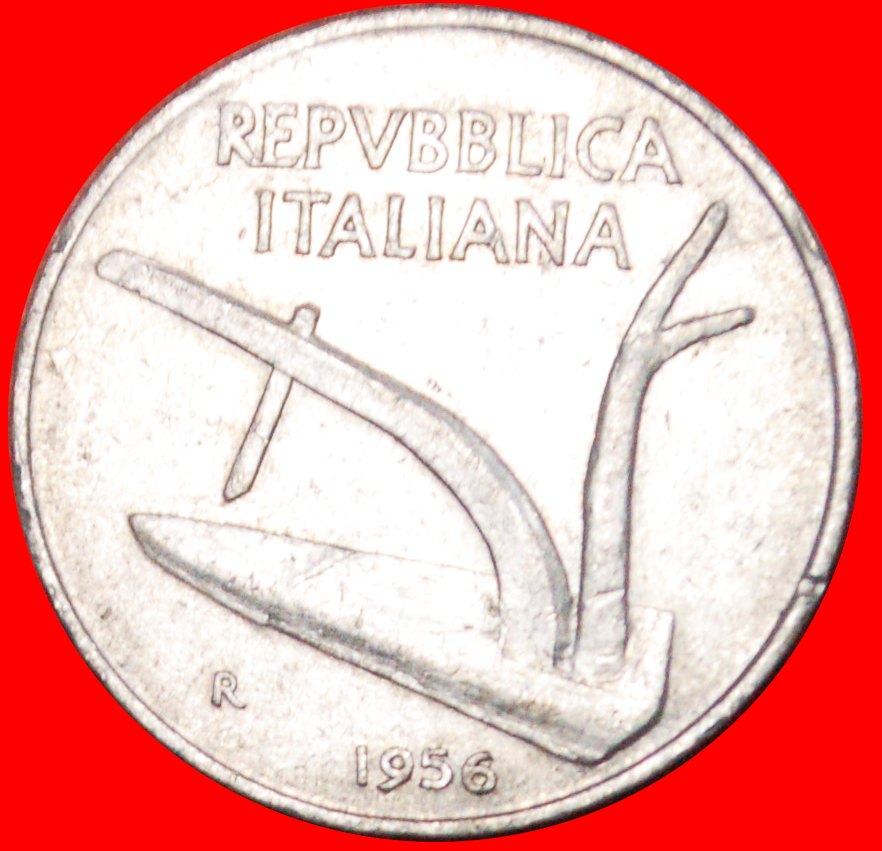  Ⰺ PLOUGH AND EARS (1951-2001): ITALY ★ 10 LIRAS 1956R!!! ★LOW START ★ NO RESERVE!   