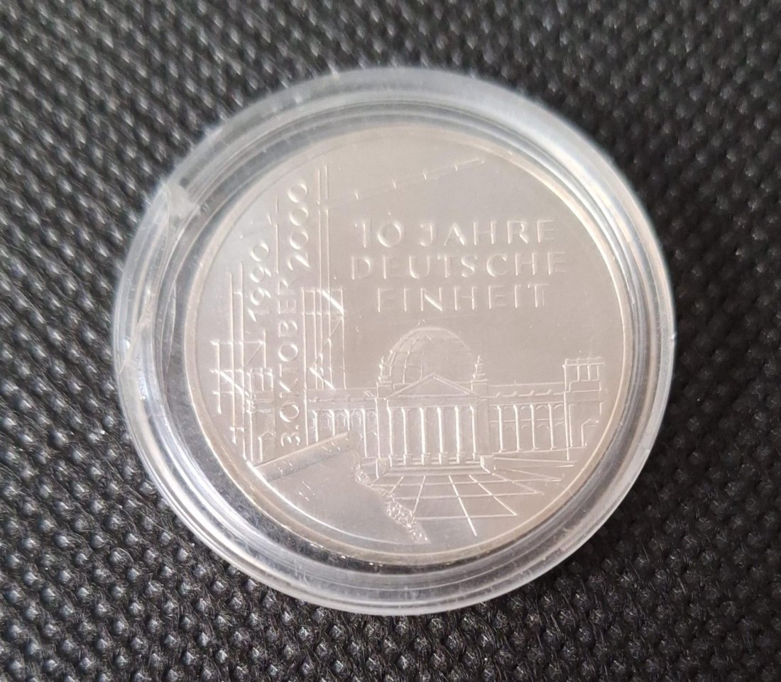  Silbermünze: 10 DM 2000 D, 10 Jahre Deutsche Einheit, 14,32 g fein   
