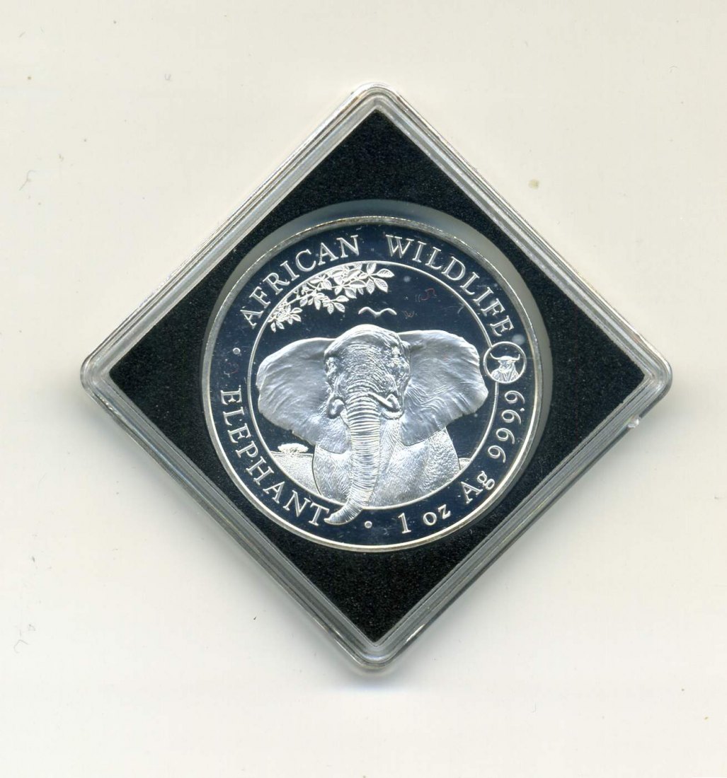  Somalia Elefant 2021 Privy Mark W16 1 Unze Feinsilber PP in Original Kapsel   