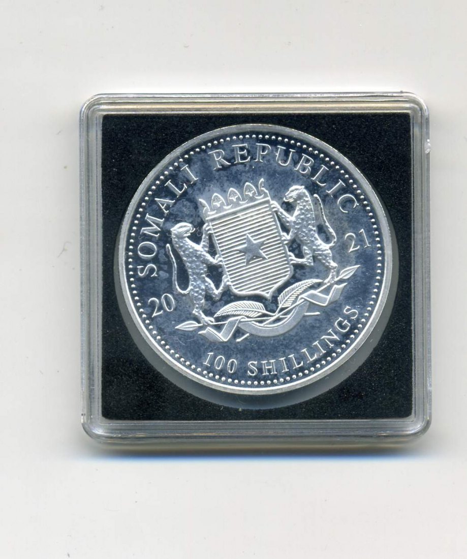  Somalia Elefant 2021 Privy Mark W16 1 Unze Feinsilber PP in Original Kapsel   