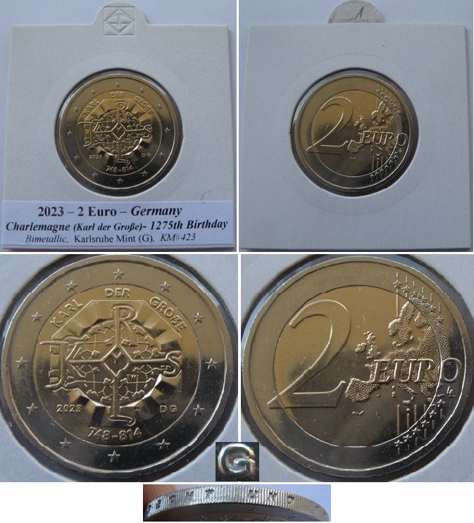  2023-Germany-2 Euro-1275th Anniversary of the Birth of Charlemagne, G   