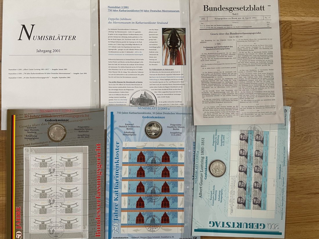  Numisblätter 3 x 10 DM  Münzen 925er Kpl. Jahrgang 2001   