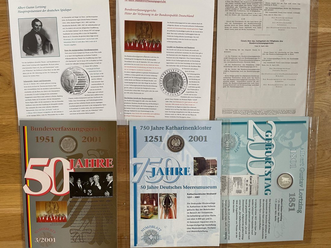  Numisblätter 3 x 10 DM  Münzen 925er Kpl. Jahrgang 2001   