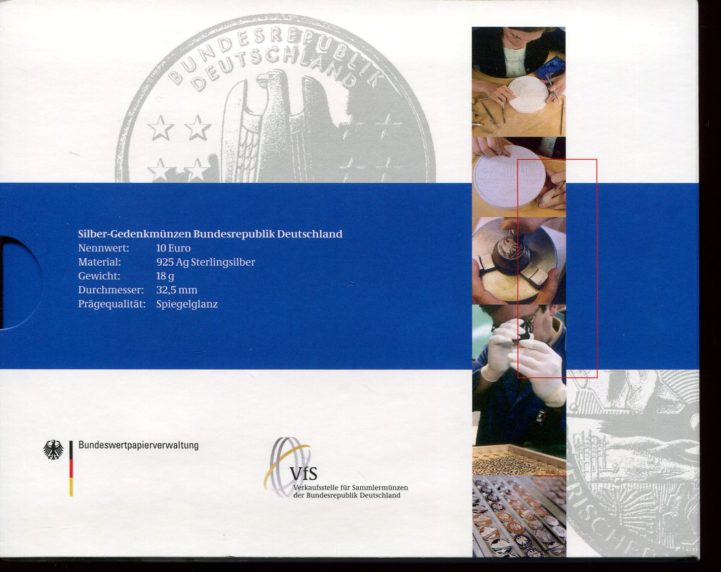  BRD 6x 10 Euro im Silber-Gedenkmünzenset 2005 in Spiegelglanz   