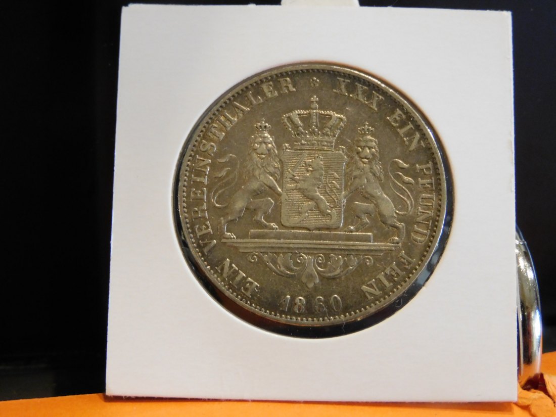  GERMANY 1 THALER 1860 HESSEN-DARMSTADT.GRADE-PLEASE SEE PHOTOS.   