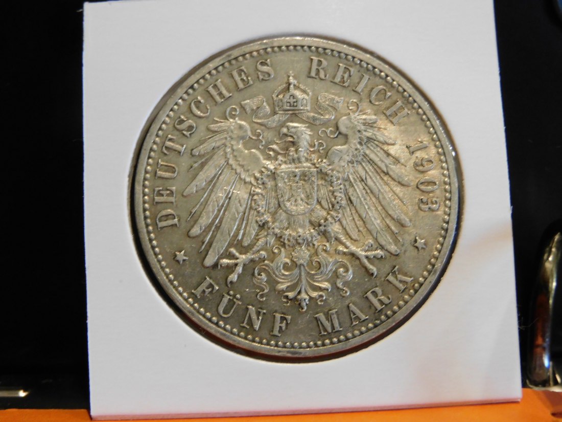  GERMANY 5 MARK 1903 S.W.EISENACH.GRADE-PLEASE SEE PHOTOS.   