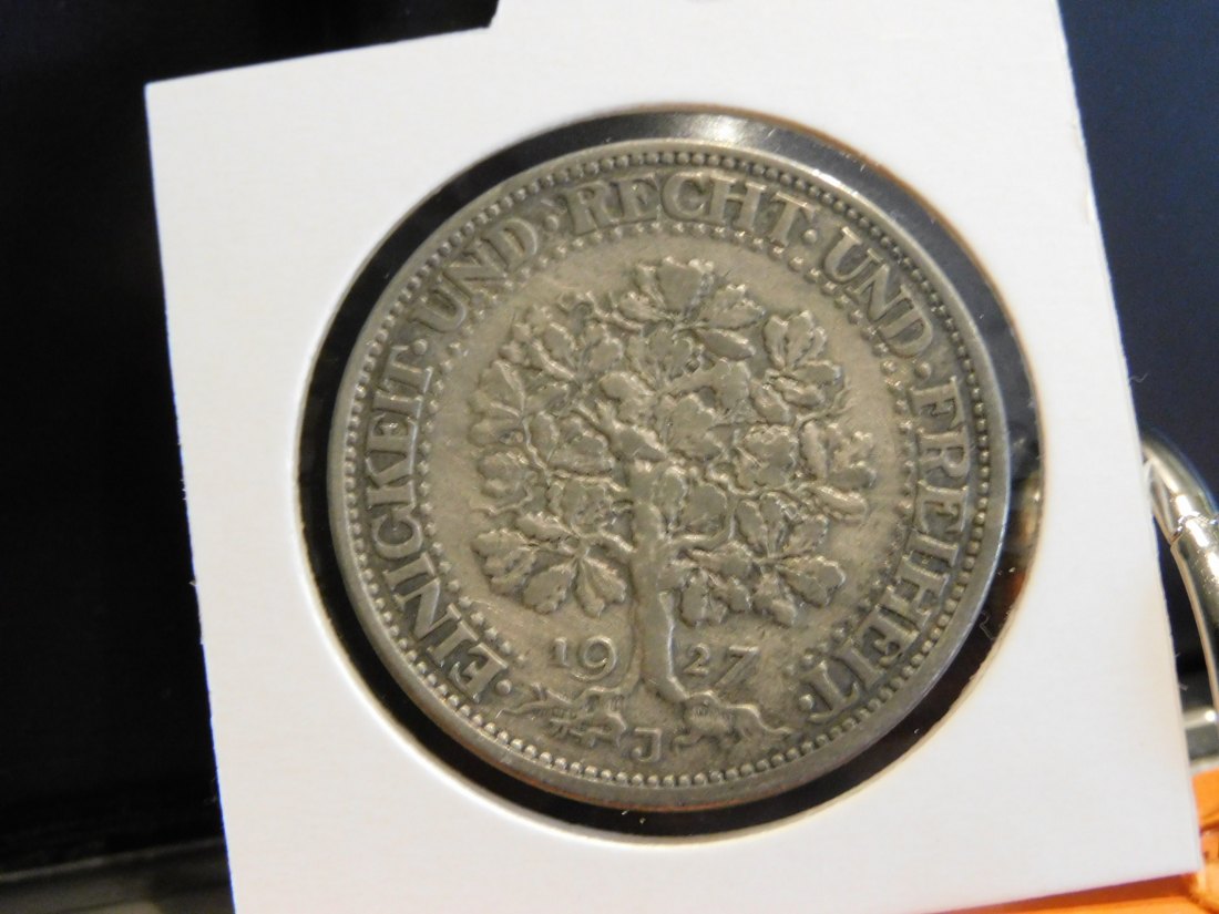  GERMANY 5 MARK 1927 J WEIMAR.GRADE-PLEASE SEE PHOTOS.   