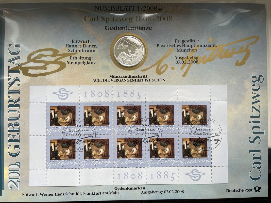 Numisblatt 1/2008 10 Euro Münze 925er Carl Spitzweg   