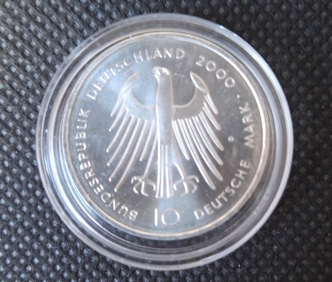  Silbermünze BRD 10 DM 2000 G, Karl der Große, Dom zu Aachen, 14,32 g fein   