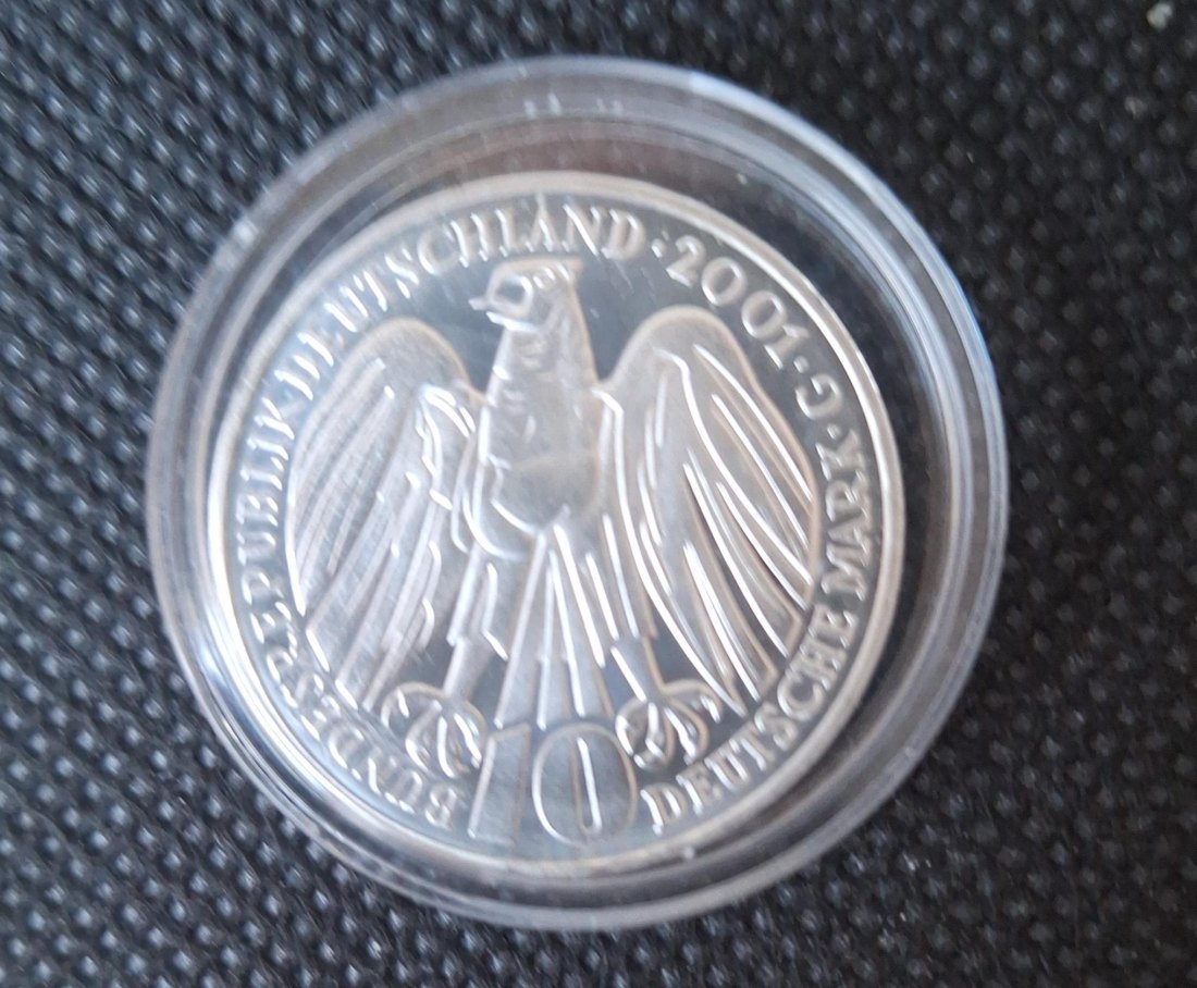  Silbermünze BRD 10 DM 50 Jahre Bundesverfassungsgericht, 2001 G, 14,32 g fein   