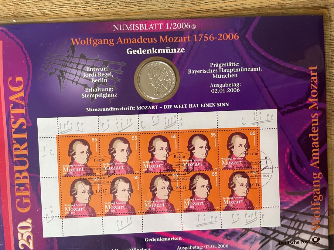  Numisblatt 1/2006 10 Euro Münze 925er Wolfgang Amadeus Mozart   