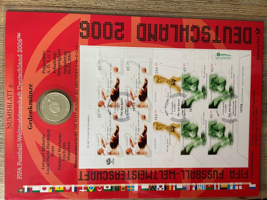  Numisblatt 2004 10 Euro Münze 925er zur FIFA WM 2006   