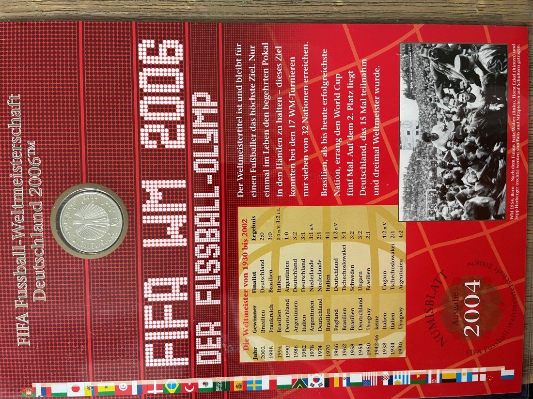  Numisblatt 2004 10 Euro Münze 925er zur FIFA WM 2006   