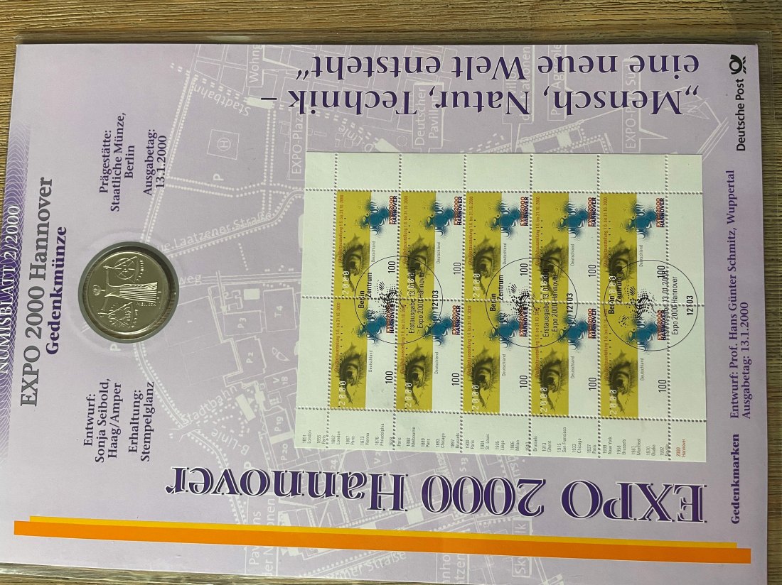  Numisblatt 2/2000 EXPO Hannover 10 DM 925er silber   