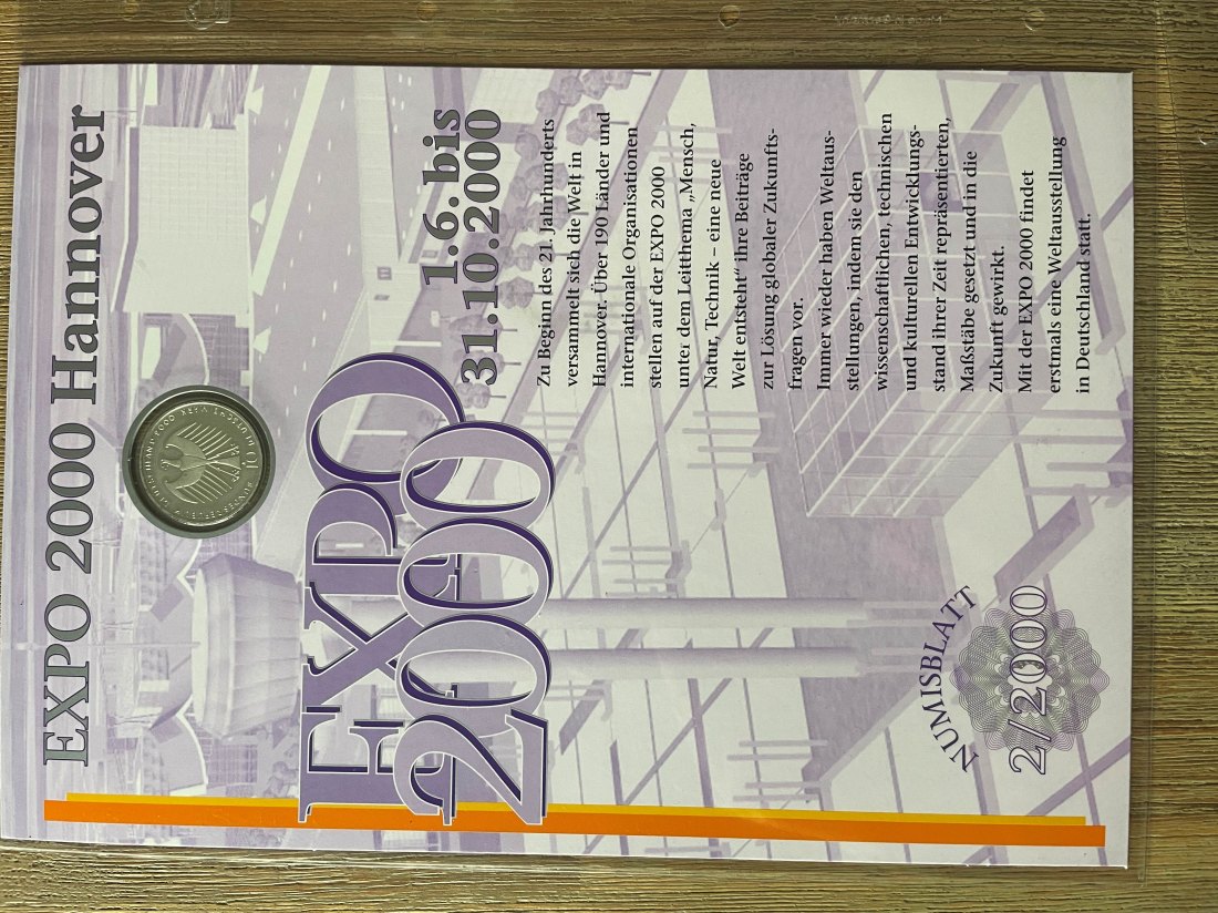  Numisblatt 2/2000 EXPO Hannover 10 DM 925er silber   
