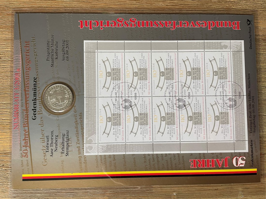  Numisblatt 3/2001 50 Jahre Bundesverfassungsgericht 10 DM 925er silber   