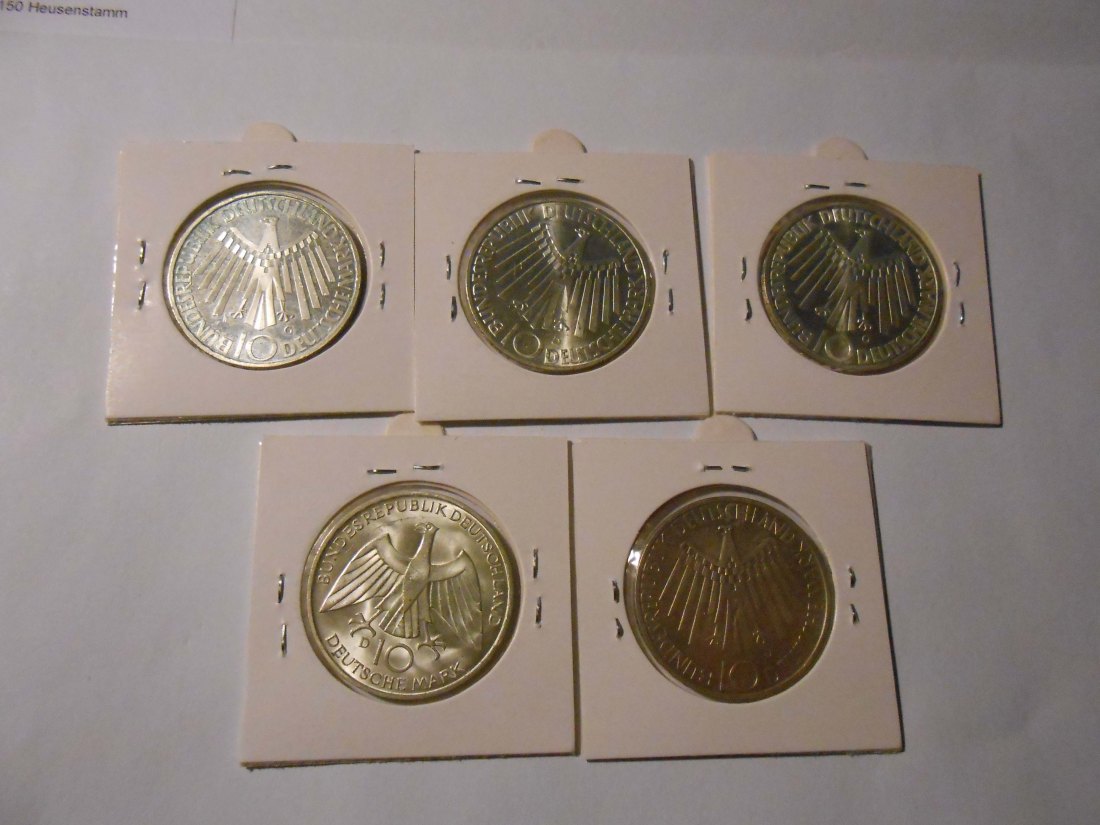  10 DM Silbermünzen 1972 Olympiade München 5 Stück   