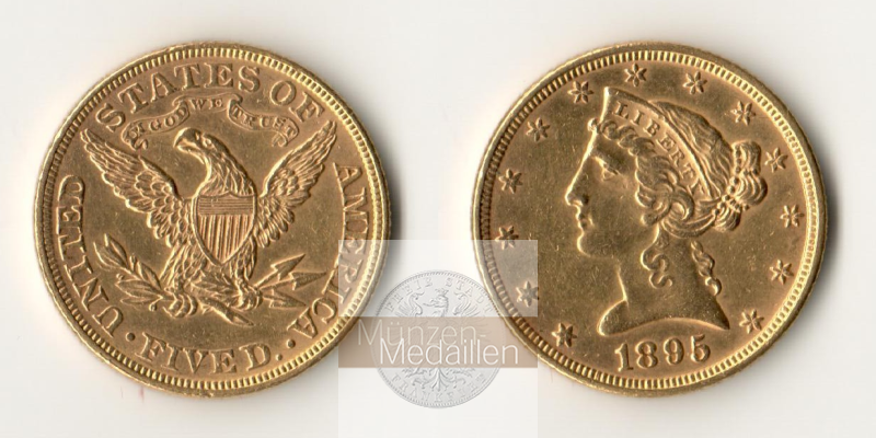 USA  5 Dollar MM-Frankfurt   Feingold: 7,52g Half Eagle - Liberty Head 1895 