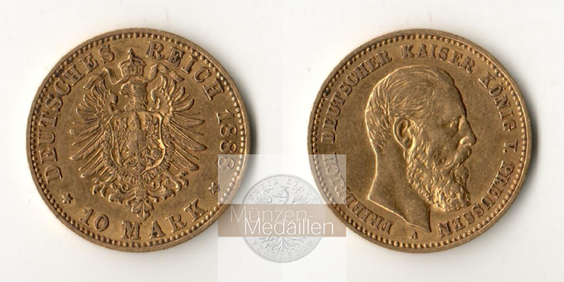 Deutsches Kaiserreich, Preussen. MM-Frankfurt Feingewicht: 3,58g Gold Friedrich III, 10 Mark 1888 A 