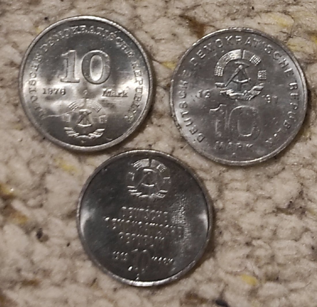  DDR 3 mal 10 Mark 1976, 1981, 1983   