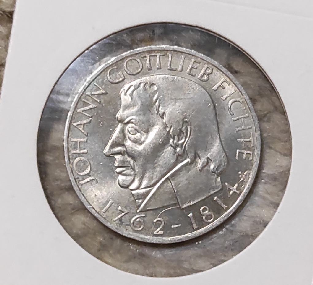  Deutschland 5 Mark 1964 J, SILBER, Johann Gottlieb Fichte   
