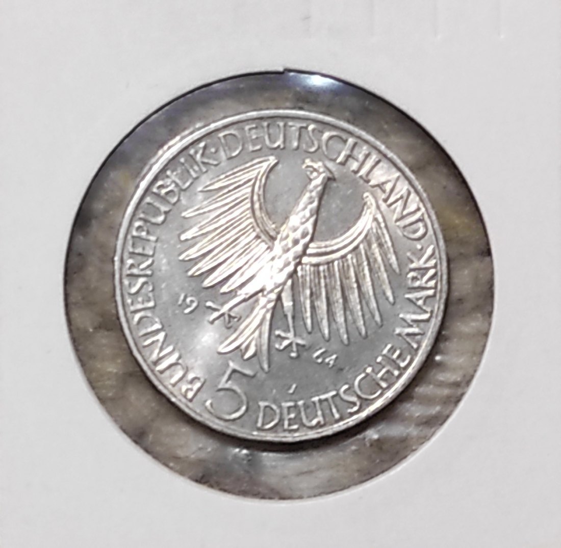  Deutschland 5 Mark 1964 J, SILBER, Johann Gottlieb Fichte   