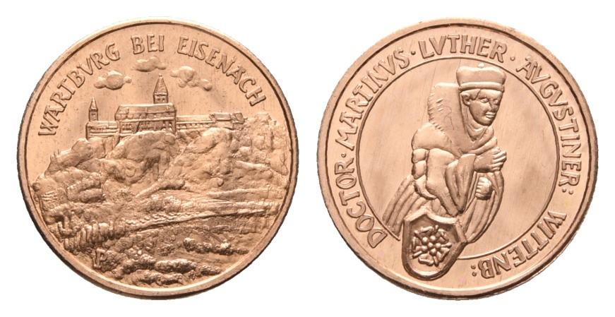  Martin Luther, Wartburg bei Eisenach; Kupfermedaille o.J.; 1,69 g; Ø 18,1 mm   