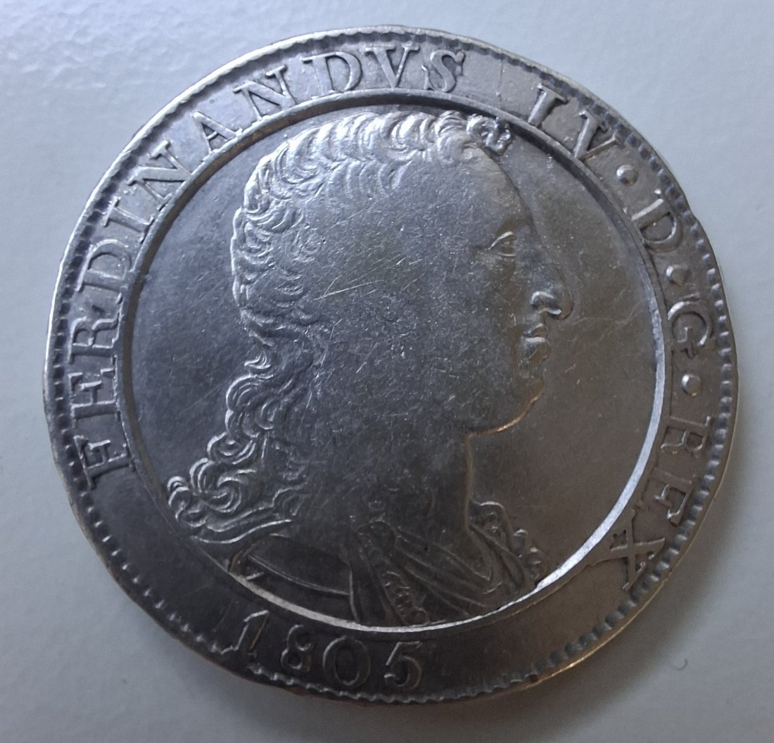  Königreich Neapel 120 Grani 1805 Büste von Ferdinand IV Silber   