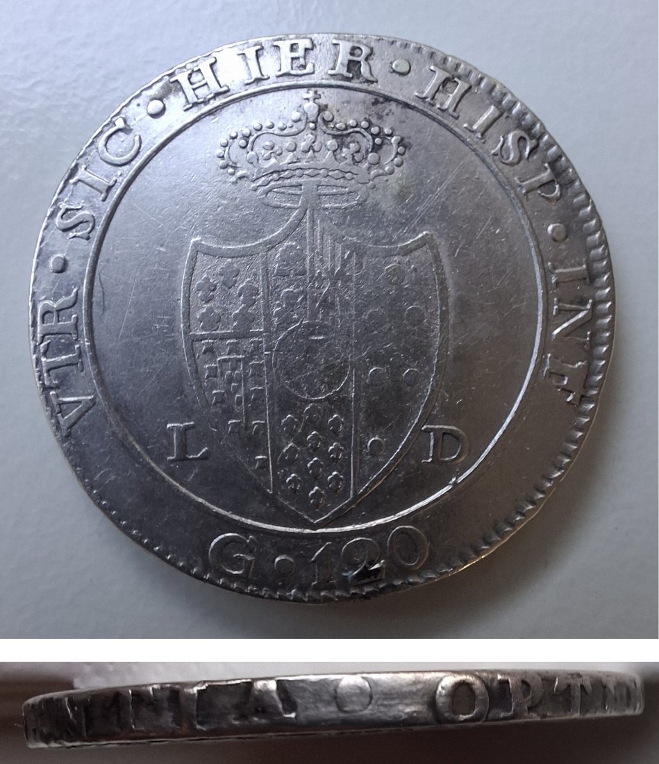  Königreich Neapel 120 Grani 1805 Büste von Ferdinand IV Silber   