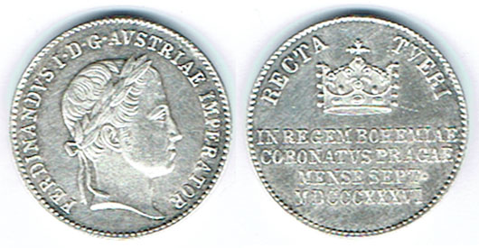  SZAIVERT KAISERREICH ÖSTERREICH FERDINAND I. KRÖNUNG PRAG JETON AR   