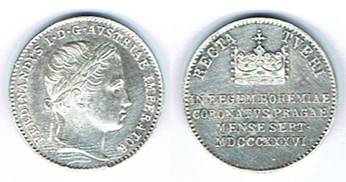  SZAIVERT KAISERREICH ÖSTERREICH FERDINAND I. KRÖNUNG PRAG JETON AR   