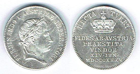  SZAIVERT KAISERREICH ÖSTERREICH FERDINAND I. WIENER HULDIGUNGSJETON AR   