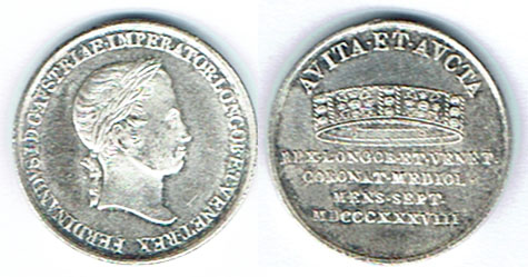 SZAIVERT KAISERREICH ÖSTERREICH ITALIEN FERDINAND I. MAILÄNDER KRÖNUNGSJETON AR 1838   