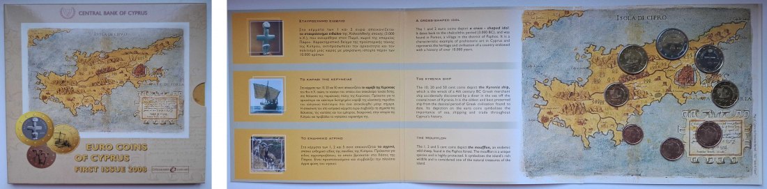  Zypern Kursmünzsatz 2008 Erstausgabe in Stempelglanz   
