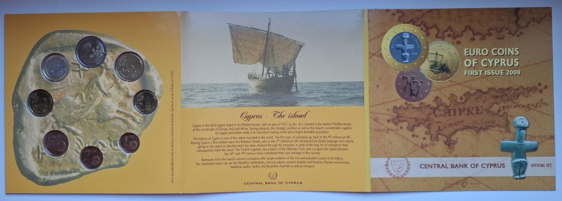  Zypern Kursmünzsatz 2008 Erstausgabe in Stempelglanz   