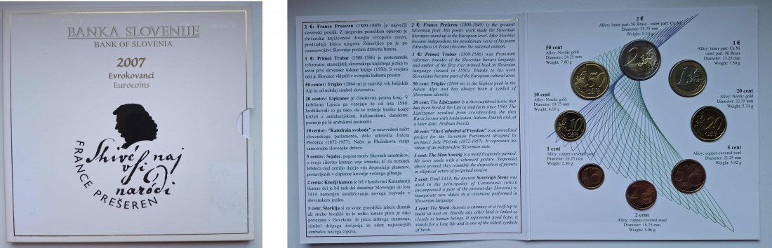  Slowenien Kursmünzsatz 2007 Naroci in Stempelglanz   