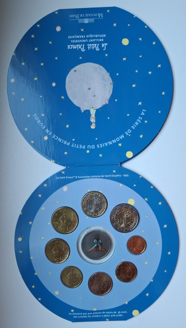  Frankreich Kursmünzsatz 2002 mit Medaille Le Petit Prince Stempelglanz   